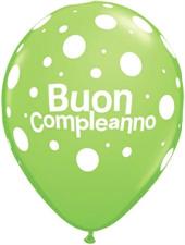 11RND ST BUON COMPLEANNO LIME GREEN           1BAG=100PZ MC50