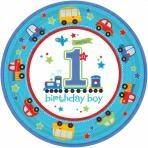 8 PLATES ALL ABOARD 1ST BDAY    12PZMC72 23CM