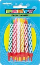 BIRTHDAY CANDLES IN HOLDERS, 12CT PZ.  MC. 288