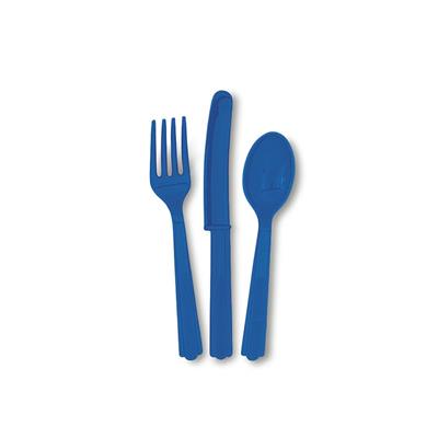 ROYAL BLUE SOLID ASSORTED PLASTIC CUTLERY, 18CT PZ. 12 MC. 72