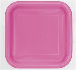 HOT PINK SOLID SQUARE 9 DINNER PLATES, 14CT PZ. 12 MC.12