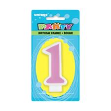 1ST BIRTHDAY NUMBER CANDLE - PINK PZ. 6 MC.360