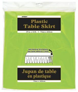 LIME GREEN SOLID PLASTIC TABLE SKIRT, 29X14FT PZ.  MC. 72