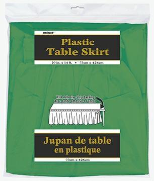 EMERALD GREEN SOLID PLASTIC TABLE SKIRT, 29X14FT PZ.  MC. 72