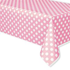 LOVELY PINK DOTS RECTANGULAR PLASTIC TABLE COVER, 54X108 PZ.  MC.