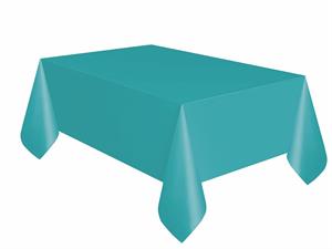 CARIBBEAN TEAL SOLID RECTANGULAR PLASTIC TABLE COVER, 54X108 PZ.