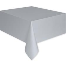SILVER SOLID RECTANGULAR PLASTIC TABLE COVER, 54X108 PZ. 12 MC. 14