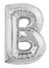 SILVER LETTER B SHAPED FOIL BALLOON 34, PACKAGED PZ. 5 MC.100