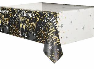GLITTERING NEW YEAR RECTANGULAR PLASTIC TABLE COVER, 54X84 PZ. 12