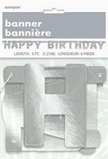 HAPPY BIRTHDAY SILVER DELUXE JOINTED BANNER PZ.  MC. 144