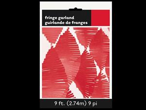 RED TISSUE FRINGE GARLAND, 9 FT PZ. 6 MC. 48