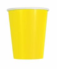 NEON YELLOW SOLID 9OZ PAPER CUPS, 14CT PZ.  MC. 12