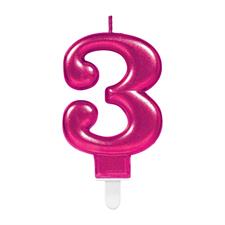 NUMBER CANDLE 3 SPARKLING CELEBRATIONS PINK HEIGHT 9.3 CM PZ. 12 MC.