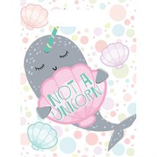 8 PARTY BAGS NARWHAL PLASTIC 23.4 X 16.4 CM PZ. 6 MC. 144
