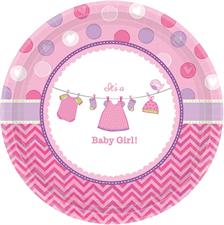 8 PLATES SHOWER WITH LOVE - GIRL PAPER ROUND 17.7 CM PZ. 12 MC. 108