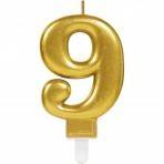 NUMBER CANDLE 9 SPARKLING CELEBRATIONS GOLD HEIGHT 9.3 CM PZ. 12 MC.