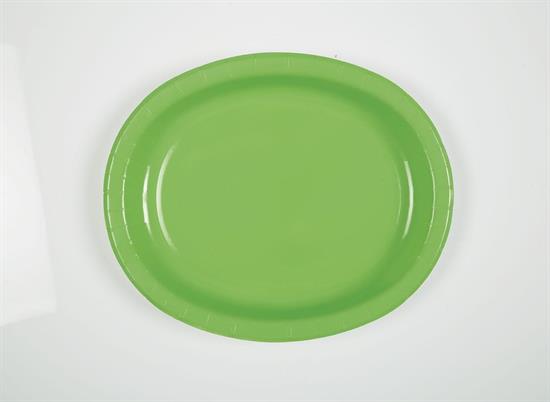 LIME GREEN SOLID OVAL PLATES, 8CT PZ.  MC. 12