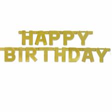 HAPPY BIRTHDAY GOLD DELUXE JOINTED BANNER PZ.  MC. 288
