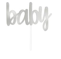 SILVER FOIL BABY BABY SHOWER CAKE TOPPER PZ. 12 MC.48