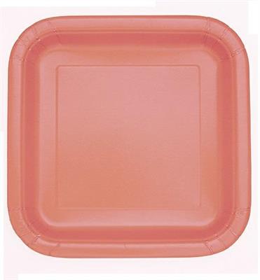 CORAL SOLID SQUARE 9 DINNER PLATES, 14CT PZ. 12 MC.12