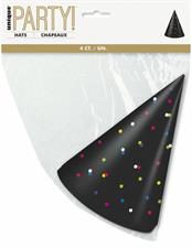 NEON DOTS NEW YEARS EVE PARTY HATS, 4CT  PZ. 12 MC. 48