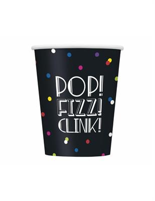 NEON DOTS NEW YEARS EVE 9OZ PAPER CUPS, 8CT  PZ. 12 MC. 72
