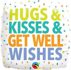 18 SQUARE HUGS KISSES GET WELL WISHES        5PZ MC100