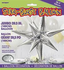 BBB SILVER GLITZ 3D STAR FOIL BALLOON-JUMBO PZ. 5 MC. 100